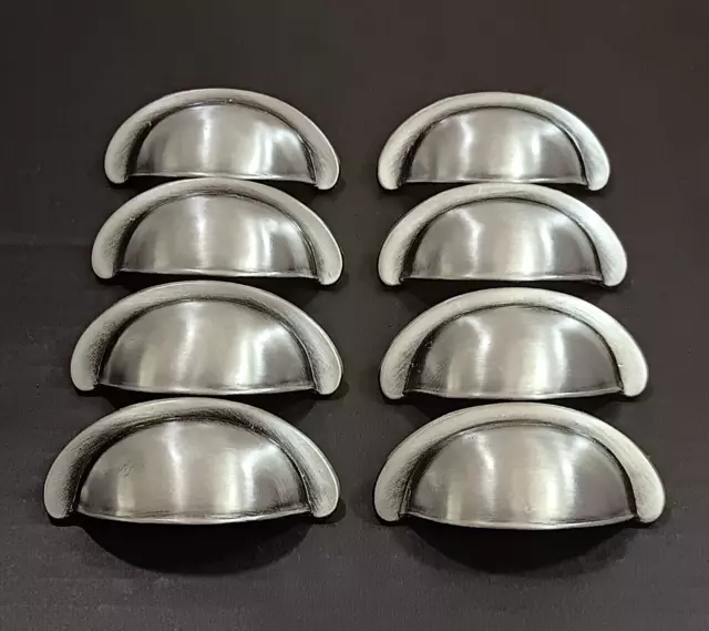 8 Cup Pulls Drawer Handles Brushed Satin Nickel Finish Silver Tone fits 2.5"