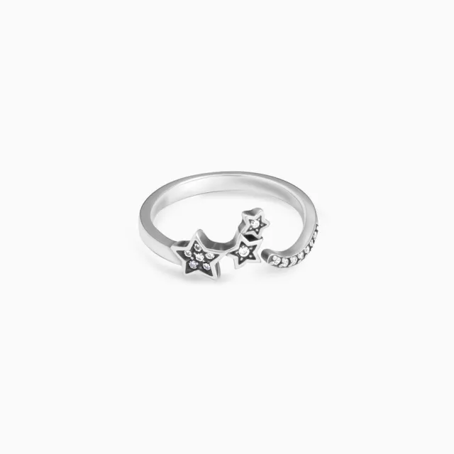 925 Plata Ley Circonita Cúbica Stary Ajustable Superior Anillo para Mujer