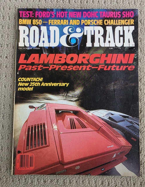 ROAD & TRACK Magazine October 1988 Countach, Muira S, Lambo 25th, ZR-1 ...