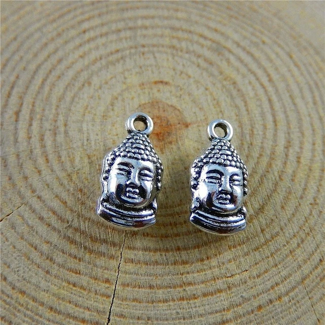Weinlese Silber Ton Legierung Buddha Kopf Kunst Anhänge Charme Schmuck 51500 40x