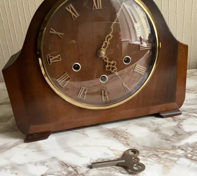 SMITHS ART DECOR WESTMINSTER CHIME 8 DAY MANTLE CLOCK K6A 541 MOVEMENT 11x9.5x4”