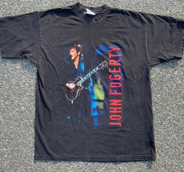 Vintage John Fogerty Premonition Tour 1998 Band T Shirt Mens Size L Large Black