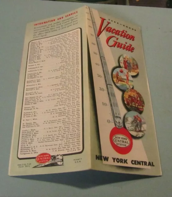 1949 New York Central Railroad Year Round Vacation Guide Train Travel Brochure