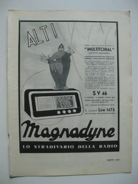 PUBBLICITA grande 32X24 1936 MAGNADYNE SV46 RADIO