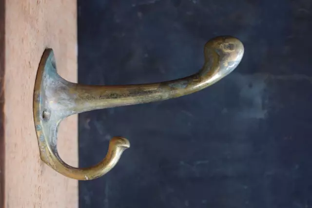 Art Nouveau Brass Coat Hook / Old Vintage Original Reclaimed Antique Peg / c1900