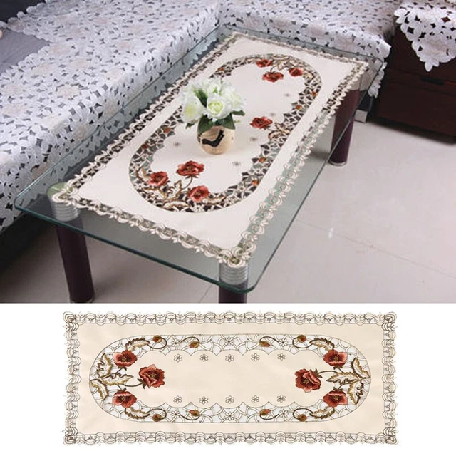 1Pcs Rectangle Vintage Embroidered Lace Tablecloth Floral Table Cloth/Mat Decor