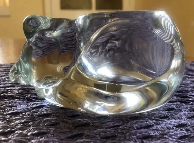 Vtg Sleeping Cat Kitten Votive Candle Holder Paperweight Indiana Glass Company