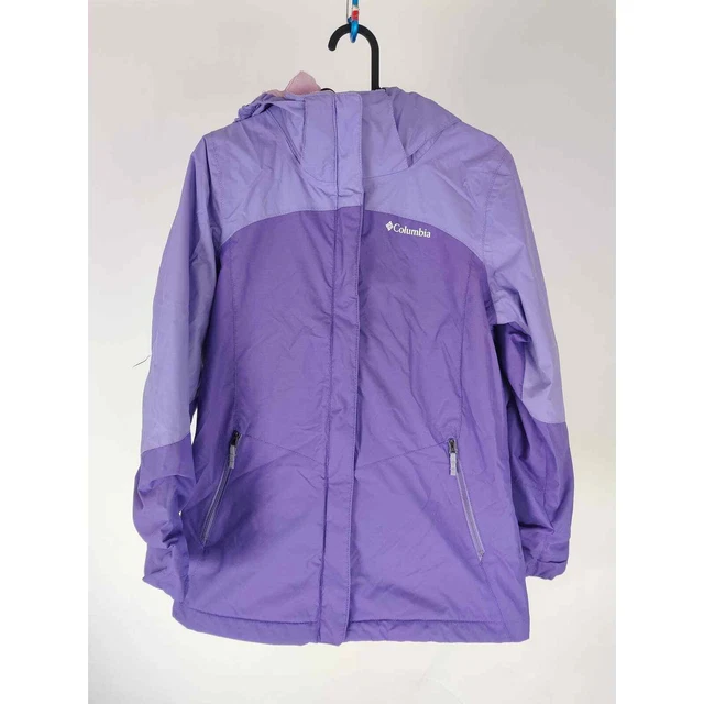 (V) Columbia kids Girl waterproof jacket omni-tech snow winter purple sz L