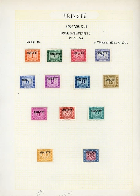 AMG-FTT TRIESTE Album Page Lot #37 - POSTAGE DUES 1949-1953 - SEE SCAN - CV$150+