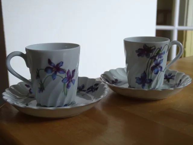 Haviland 2 Anciennes Petites Tasses A Cafe Porcelaine De Limoges Les Violettes