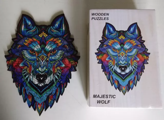Majestic Wolf Wooden Jigsaw Puzzle (Not Wentworth) Complete VGC with Whimsies