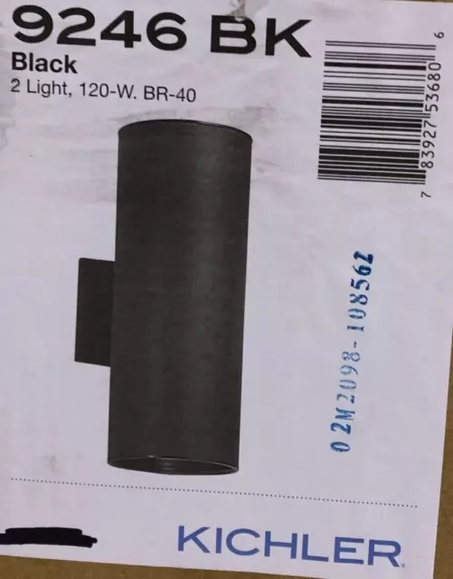 Kichler 9246BK Independence 2-Light Black Outdoor Wall Cylinder Light