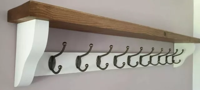 Coat Rack+Shelf Handmade Wall Mounted Floating Double Hooks