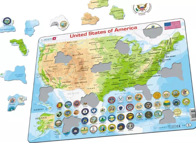 Map of The United States, with State Badges - Jigsaw Puzzle 29x37cm K36