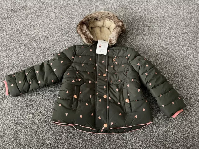 BRAND NEW BNWT Girls JOULES Stella Coat Jacket Green Hearts Age 4 32.00 PicClick UK