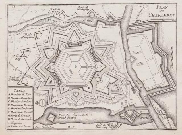 Charleroi Hainaut Wallonie Belgique Plan Beaulieu 1680