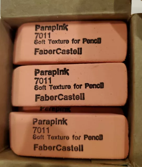 Faber Castell  Pencil Eraser 7011 Pink.Vintage Box of 12. Made in U.S.A