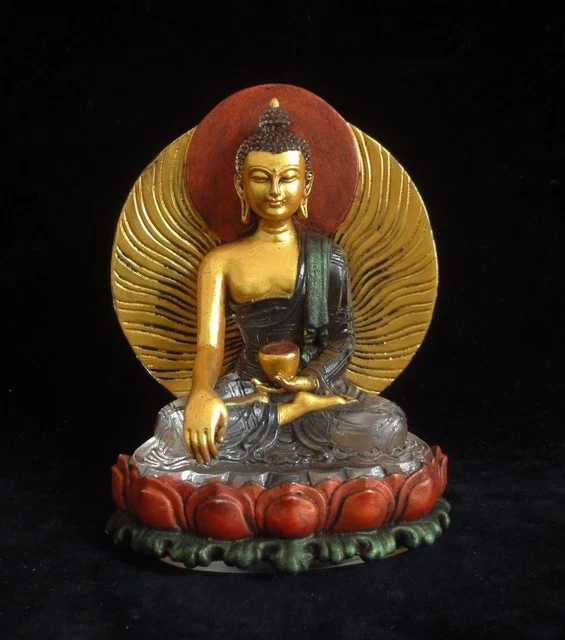 Rare Old Chinese Crystal Hand Carved Buddha Statue Sculpture Seated Lotus Base
