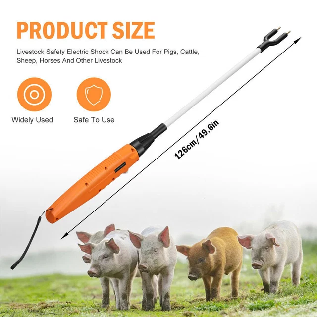 49.6in ivestock Prod Electric Cattle Prod Rechargeable Safety Animal Hot Shot US