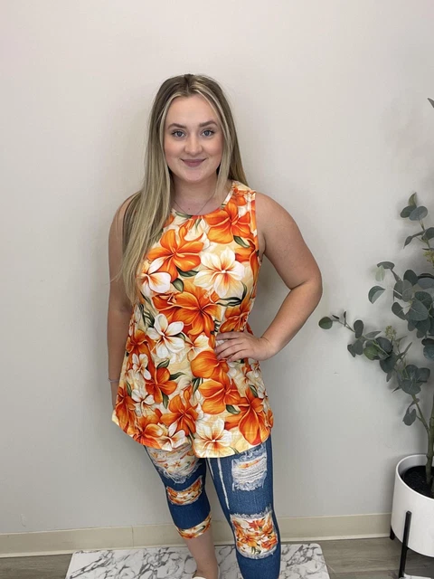 Orange Blossom Flowy Tank Top Super Soft S-3X