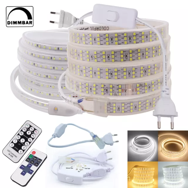 LED Streifen Stripe Wasserdicht 2835 Dimmbar Lichtschlauch Lichtband 220V 230V