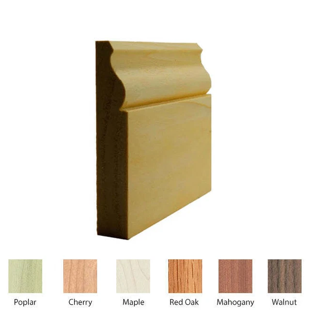 Baseboard Moulding EWBB11, 11/16" x 4" Unfinished Solid Hardwood Trim