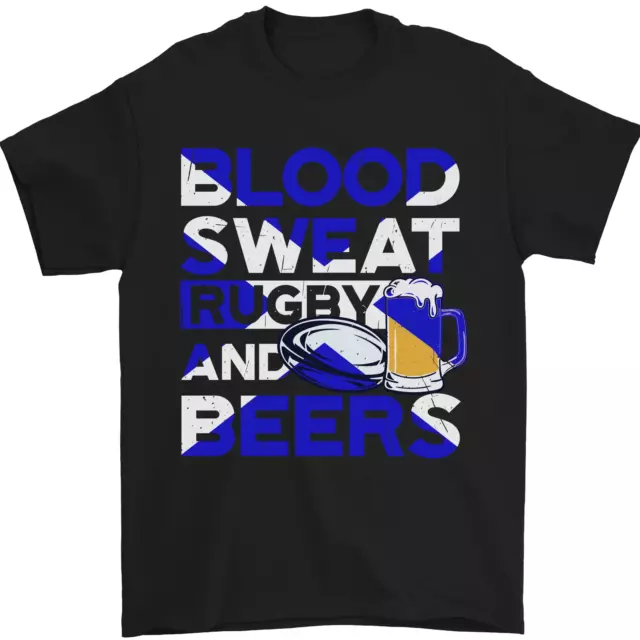Blood Sweat Rugby and Beers Scotland Funny Mens T-Shirt 100% Cotton