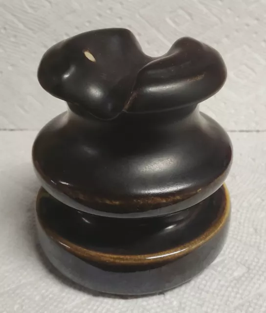 Vintage 5" WESTINGHOUSE SADDLEBACK BROWN CERAMIC PORCELAIN INSULATOR 2