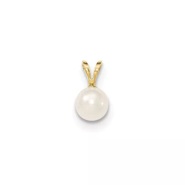 14k 14kt Yellow Gold  6-7mm White Saltwater Akoya Cultured Pearl Pendant