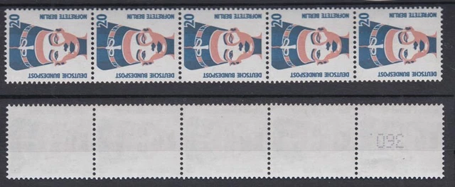 Bund 1398 RM 5er Streifen mit gerade Nummer mit Punkt SWK 20 Pf postfrisch