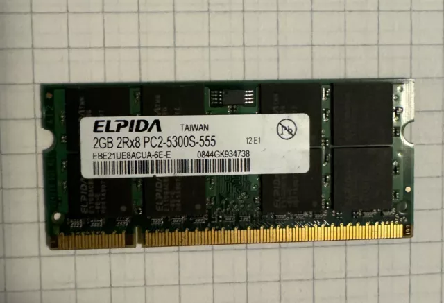 Ebe21Ue8Acua-6E-E Genuine Elpida Laptop Memory 1Gb 2Rx8 Pc2-5300S-555