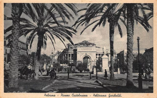 Palermo Sicily Italy~Piazza Castelnuovo-Politeama Garibaldi-Photo Postcard