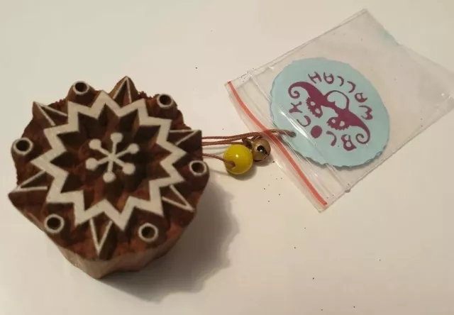 Block Wallah handgefertigte indische Palisanderstempel aus ethischer Herkunft - Schneeflocke