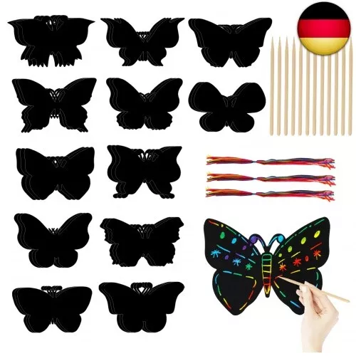 36 Stück Kratzbilder Schmetterling Kratzpapier Set Basteln Kratzbilder Scratch