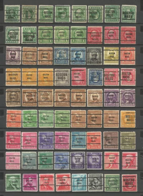 ETATS UNIS : PRECANCELS  :  BOSTON CITY  ( Mass ) : 72 Timbres différents