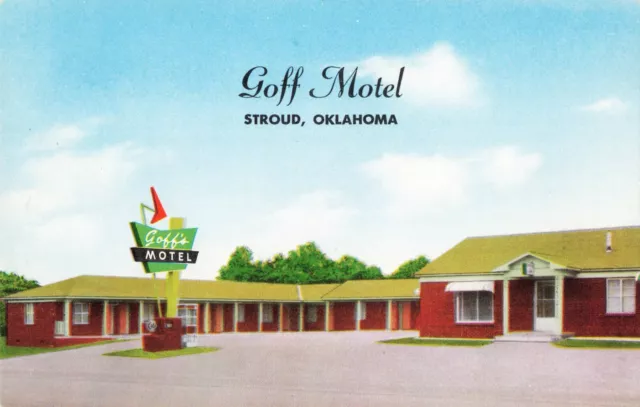 Goff Motel Stroud Oklahoma OK Roadside Chrome Route 66 c1950 Postcard