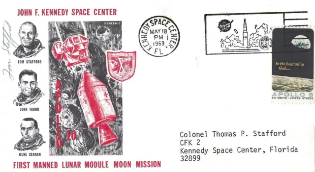 Tom Stafford Apollo 10 Signed Postal Cover 2   Uacc & Aftal Rd Autograph Thomas