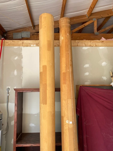Salvage Architectural -Two 115" Unfinished Columns With Bases   (5 3