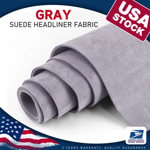 3MM Gray Suede Headliner Fabric 80"x60" Foam Backed for Car Inner Roof Repair