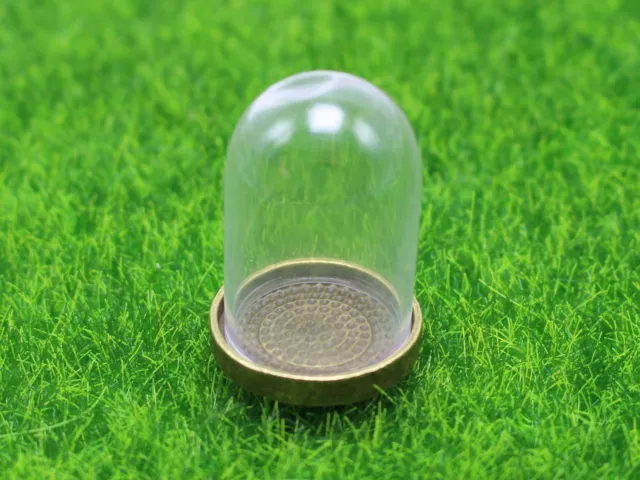 DIY Miniature Glass Display Dome with Bronze Metal Base Memory Locket 25X38mm