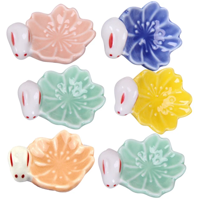 6 un. palillos de comida descanso conejo Sakura - diseño - soporte de palillos
