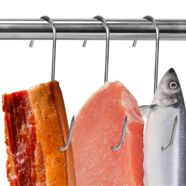 Ganci A S Acciaio Inox 15 Ganci A S In Acciaio Inox 3cm - Per Affumicatura, Carne, Barbecue, Cucina O Officina Ganci Per Macellaio In Acciaio