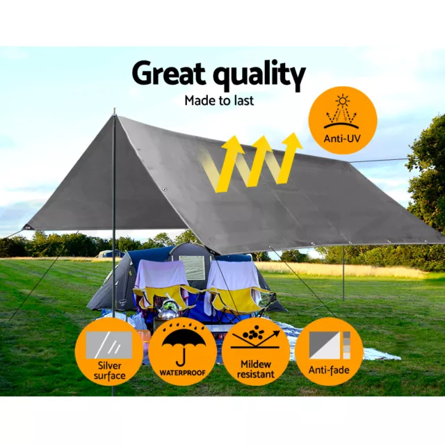 Instahut Tarpaulin Tarp 3x4.5m Camping Tarps Poly Heavy Duty Cover 180gsm 3