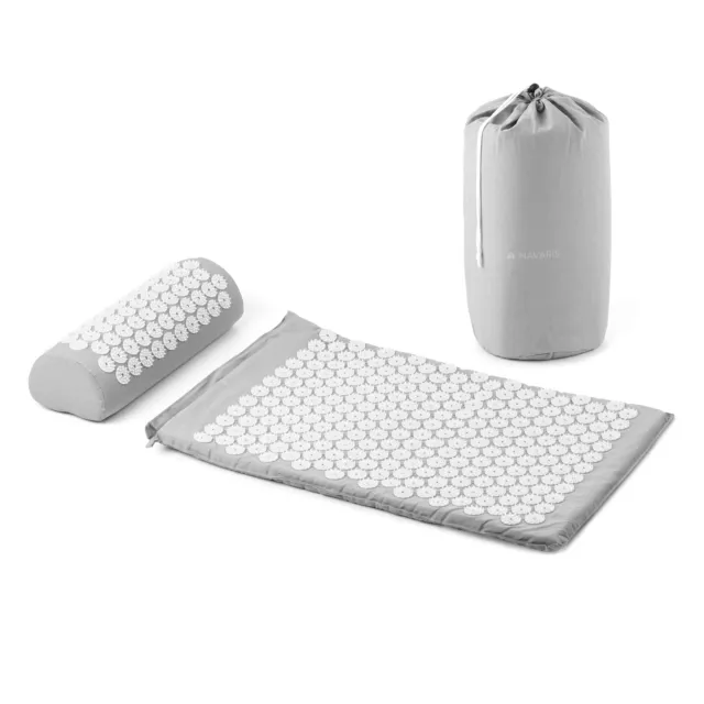 Akupressur Massage Set 1x Akupressurmatte 1x Kissen Matte Kopfkissen Grau