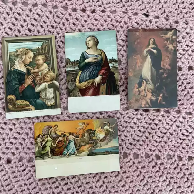 Antique Vintage Madonna & Child Saint Catherine Aurora postcards lot