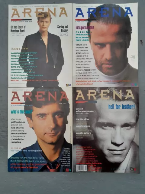 4 Early Issues Of Arena Mens Magazine # 2 3 5 & 9 Bowie Schwarzenegger 87-88