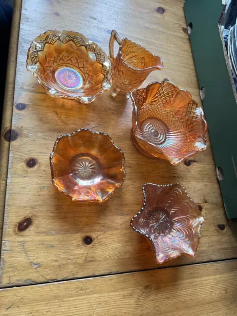 Carnival Glass 5 Pieces