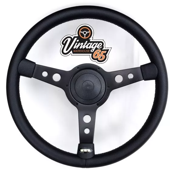 Classique Voiture 13 " Rétro Noir 3 Rayon Vinyle Noir Volant Boss Fixation Kit