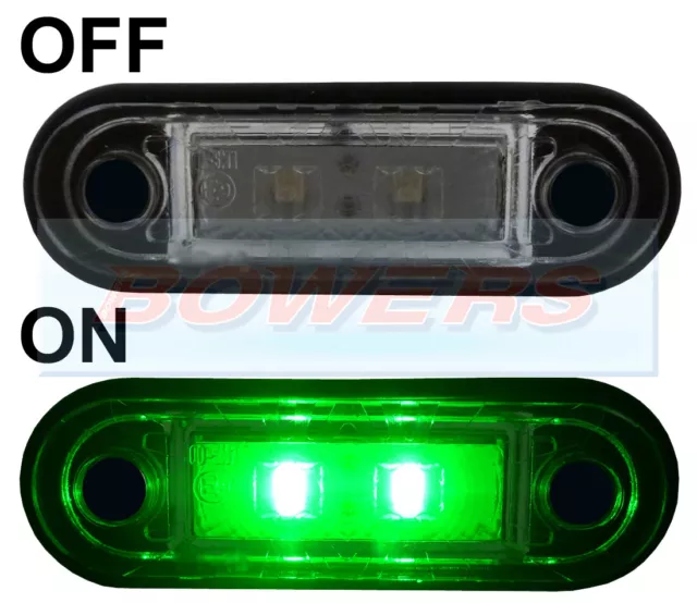 5 x 12V/24V BÜNDIGE PASSFORM GRÜNE LED MARKIERUNGSLAMPEN / LICHTER LKW VAN LKW KELSA BAR 2