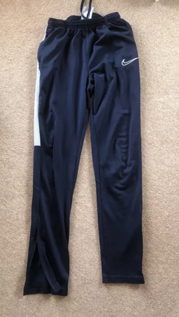 Boys NIKE Navy Blue Taper Joggers White Stripe Tracksuit Bottoms - Age 13-15 Yrs